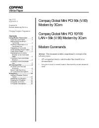 Modem by 3Com Compaq Global Mini PCI 10/100 LAN + 56K (V.90)