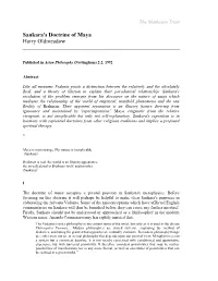 Sankara's Doctrine of Maya Harry Oldmeadow
