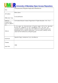 Title Characterization of Bipartite Graph and Its Hamiltonicity All