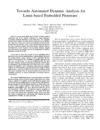 Towards Automated Dynamic Analysis for Linux-Based Embedded Firmware