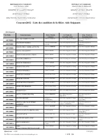 Concours2012 : Liste Des Candidats De La Filière Aide-Soignants
