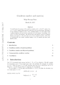 Condition Number and Matrices