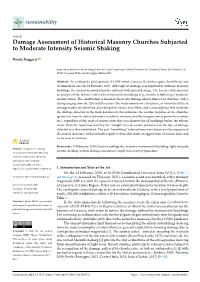Damage Assessment of Historical Masonry Churches Subjected to Moderate Intensity Seismic Shaking