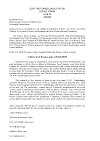 GOVT FIRST GRADE COLLEGE-TIPTUR SCIENCE FORUM 2018-19 REPORT Prof.Ramesha.HG HOD & Assistant Professor of Mathematics, Coordinator-Science Forum