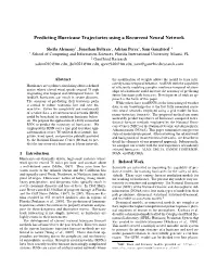 Predicting Hurricane Trajectories Using a Recurrent Neural Network