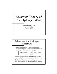 Quantum Theory of the Hydrogen Atom