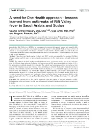 A Need for One Health Approach Б Lessons Learned from Outbreaks Of
