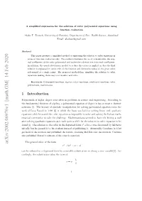 A Simplified Expression for the Solution of Cubic Polynomial Equations