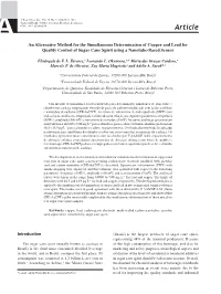 Article an Alternative Method for the Simultaneous Determination of Copper and Lead for Quality Control of Sugar Cane Spirit Using a Nanotube-Based Sensor