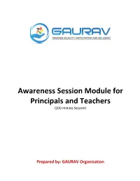 Awareness Session Module for Principals and Teachers (100-Minute Session)