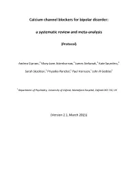 Calcium Channel Blockers for Bipolar Disorder: a Systematic Review And