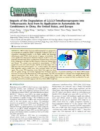 Impacts of the Degradation of 2,3,3,3-Tetrafluoropropene Into