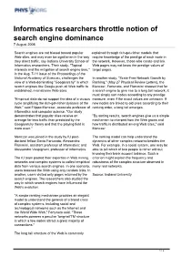 Informatics Researchers Throttle Notion of Search Engine Dominance 7 August 2006