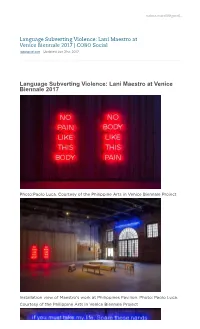 Lani Maestro at Venice Biennale 2017 | COBO Social Cobosocial.Com Updated Jun 21St, 2017