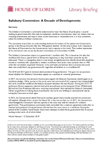 Salisbury Convention: a Decade of Developments