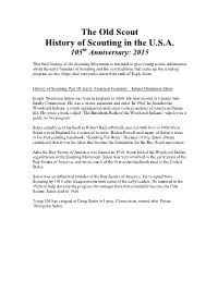 The Old Scout History of Scouting in the U.S.A. 105Th Anniversary: 2015