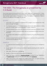 Kerygmata AO1 Handout