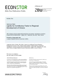 Lignite As Contributory Factor to Regional Development of Greece