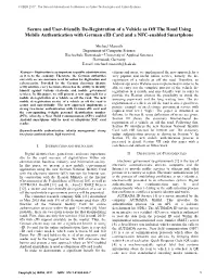 Secure and User-Friendly De-Registration of a Vehicle As Off the Road Using Mobile Authentication with German Eid Card and a NFC-Enabled Smartphone
