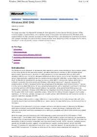 Windows 2000 Domain Naming System (DNS) Sida 1 Av 46