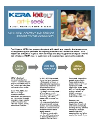 2013 Local Content and Service Report to the Community