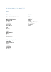 Atherleys Bakery Full Product List.Pdf