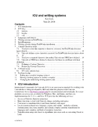 ICU and Writing Systems Ken Zook June 20, 2014 Contents 1 ICU Introduction
