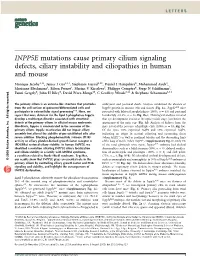 INPP5E Mutations Cause Primary Cilium Signaling Defects, Ciliary Instability and Ciliopathies in Human and Mouse