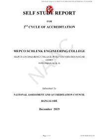 Self Study Report of MEPCO SCHLENK ENGINEERING COLLEGE