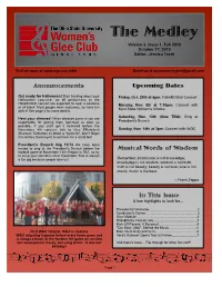 The Medley Volume 2, Issue 1, Fall 2010 October 17, 2010 Editor: Jessica Trask