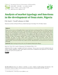 Analysis of Market Typology and Functions in the Development of Osun State, Nigeria
