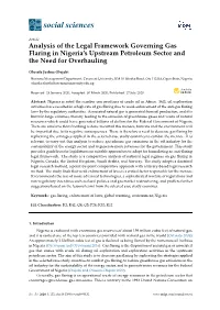 Analysis of the Legal Framework Governing Gas Flaring in Nigeria's