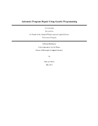 Automatic Program Repair Using Genetic Programming
