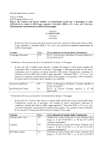 Codice A16000 D.D. 26 Aprile 2018, N. 154 Elenco Dei Comuni Che Hanno