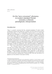 On the "Zero Consonant" Phoneme in Modern Standard Finnish