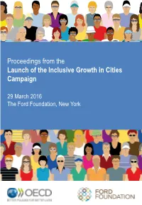 Proceedings from the Launch of the Inclusive Growth in Cities Campaign