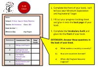 1. Complete the Front of Your Book, I Will Tell You Your Minimum Expectation and Aspirational Target