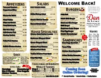 Appetizers Salads Burgers Sandwiches