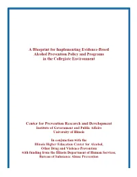 Blueprint for Evidenced-Based Alcohol Prevention