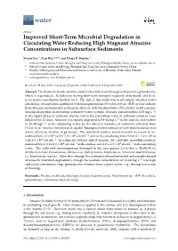 Improved Short-Term Microbial Degradation in Circulating Water Reducing High Stagnant Atrazine Concentrations in Subsurface Sediments