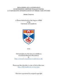 Preachers and Governance in Fifteenth-Century Italian Towns: a Comparative Investigation of Three Case Studies