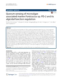 Quorum Sensing of Microalgae Associated Marine Ponticoccus Sp