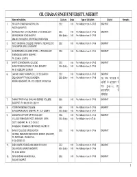 CH. CHARAN SINGH UNIVERSITY, MEERUT Name of Institutes Courses Seats Type of Affiliation District Remarks 1
