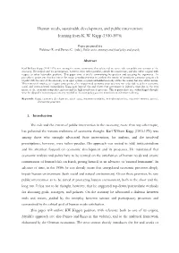 Human Needs, Sustainable Development, and Public Intervention: Learning from K