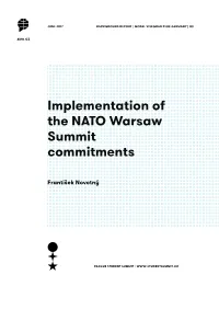 Implementation of the NATO Warsaw Summit Commitments