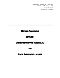 Merger Agreement Between Linde Intermediate Holding