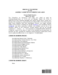 Minutes of the Meeting of the Assembly Committee on Commerce and Labor
