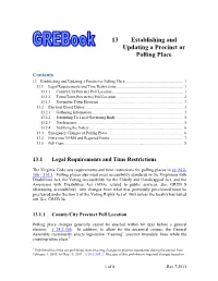 13 Establishing and Updating a Precinct Or Polling Place