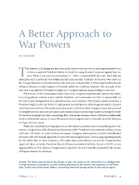 A Better Approach to War Powers