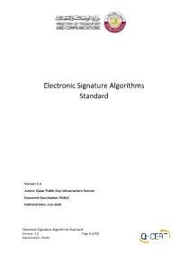 Electronic Signature Algorithms Standard